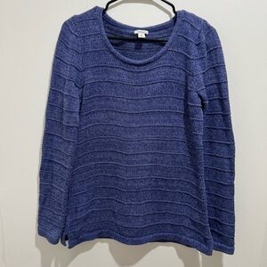 L.L.Bean Textured Cotton Sweater Women’s Medium Blue 100% Cotton Knit Pullover